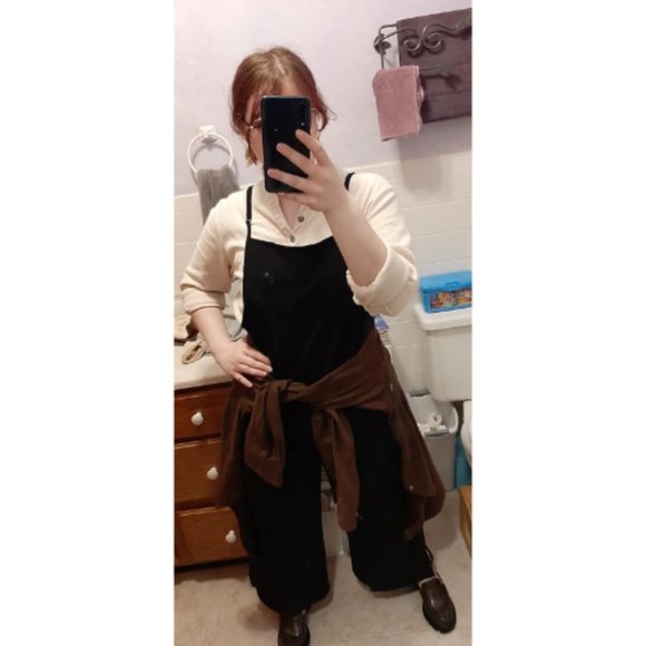 Women Black Casual Loose Long Bib Pants Wide Leg Jumpsuits - Picture 8 of 15